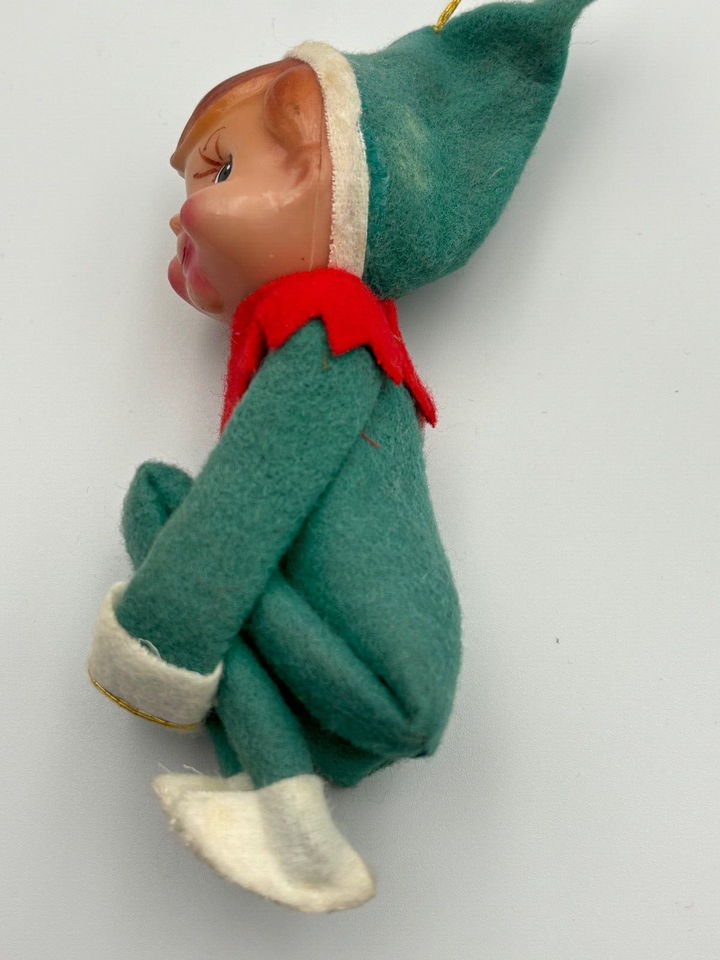 Vintage Christmas Elf Kneehugger Pixies plus 3 Vintage Felt Ornaments