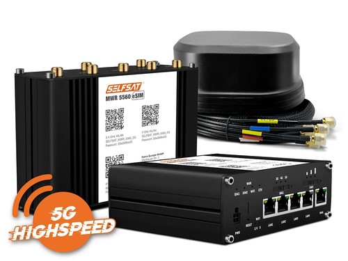 SELFSAT MWR 5560 eSIM 5G Cat 20 WLAN Router bis 3,4 Gbps inkl. SATCO 5G Antenne