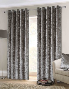 LUXE épais velours Ecrasé Argent Anneau top doublé tissé rideaux ... LUXE épais velours Ecrasé Argent Anneau top doublé tissé rideaux ...