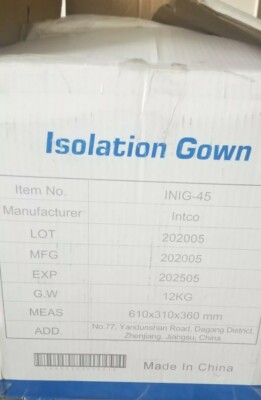 Intco Isolation Gown SPP+PE 100pcs/carton,  white