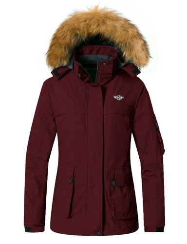 Wantdo Women's Ski Jacket Winter Fleeced Snow Coat Waterproof Fur Hooded Jackets - Picture 4 of 86