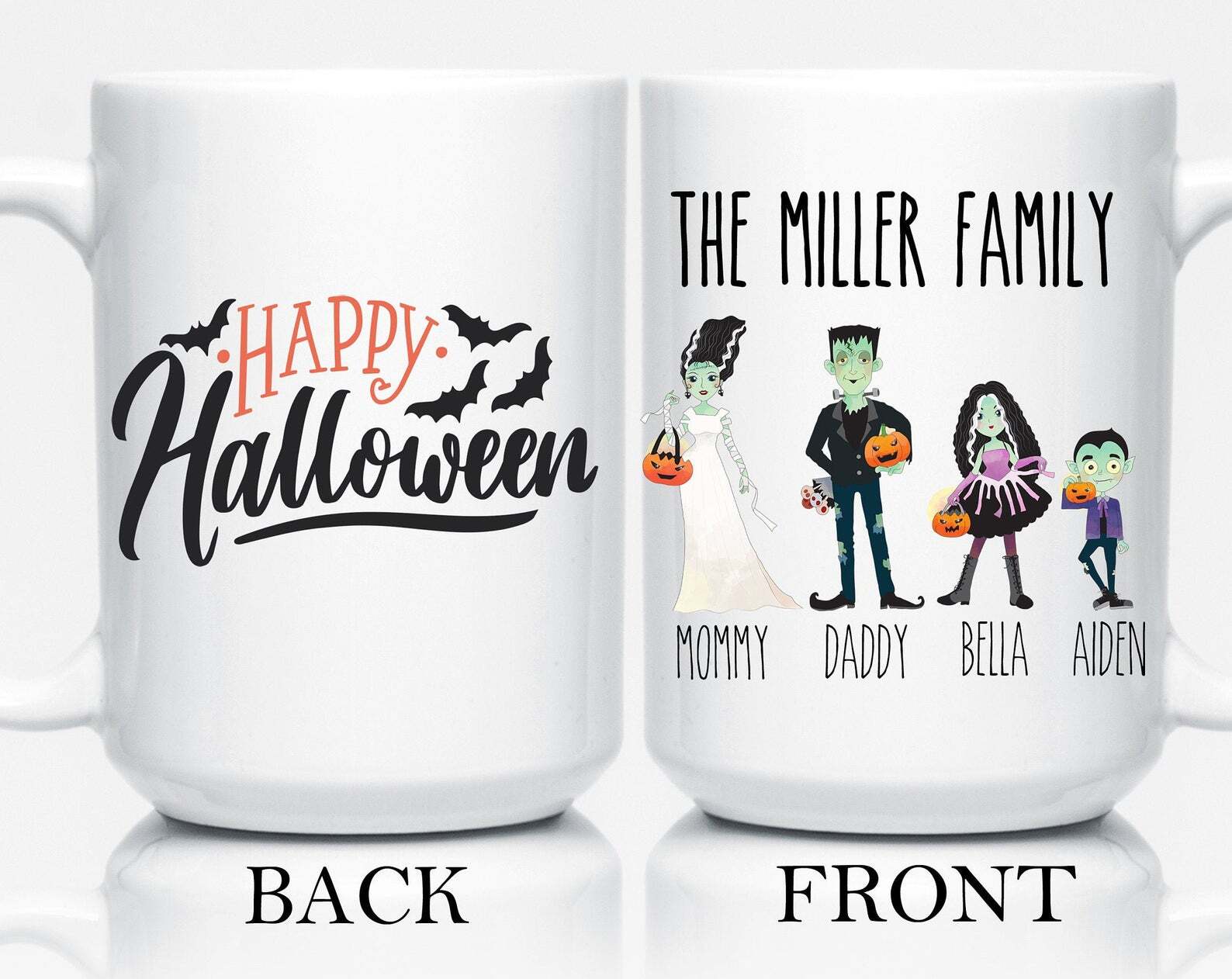 Personalized Family Halloween Mug Custom Character Mug Funny Halloween Mug