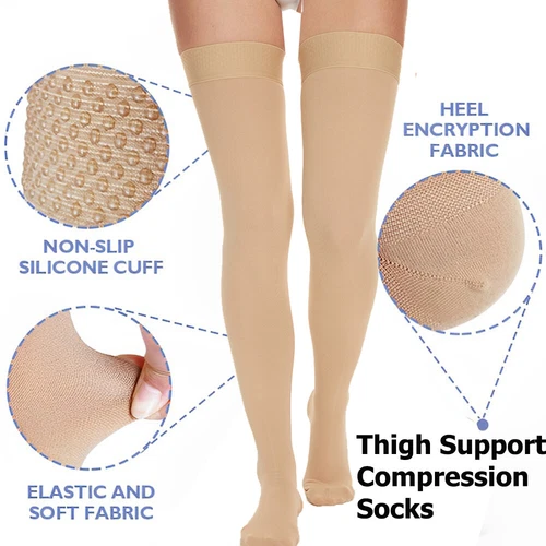 Thigh high Compression Stockings 20-30mmHg Support Varicose Veins Men Women Hose - Picture 10 of 14