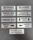 PARCEL BOX / PARCEL STORAGE /  DELIVERIES SILVER METAL SIGN / PLAQUE 150X50mm
