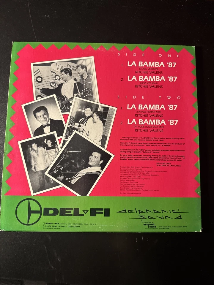 V2 Ritchie Valens La Bamba '87 Vinyl LP 12" Single Record Del-Fi DF-1287 EX Foto 2 de 4