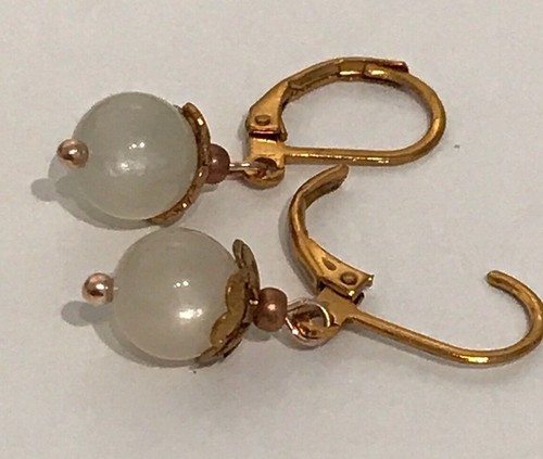 Semi Precious Stone Bead & Bead Cap Earrings on Bronze Plated Ear Wires - Picture 25 of 42