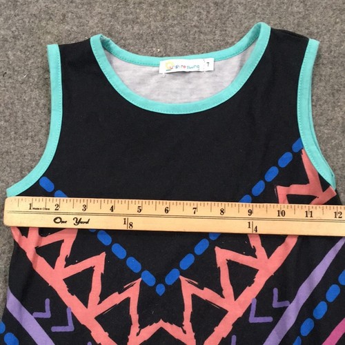 Sunshine Swing Girls Sz 7 Tank Dress Jersey Geometric A-Line Knee Length Retro - Picture 5 of 7
