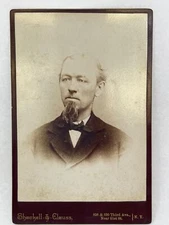 1890s Gentleman Man Suit Bowtie Black White Cabinet Card Shackell & Clauss NY