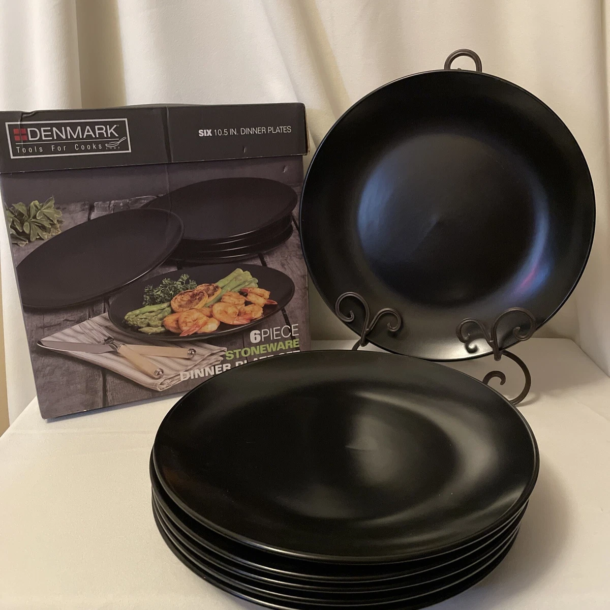 Denmark Tools for Cooks 6 10.5” Dinner Plates Matte Black