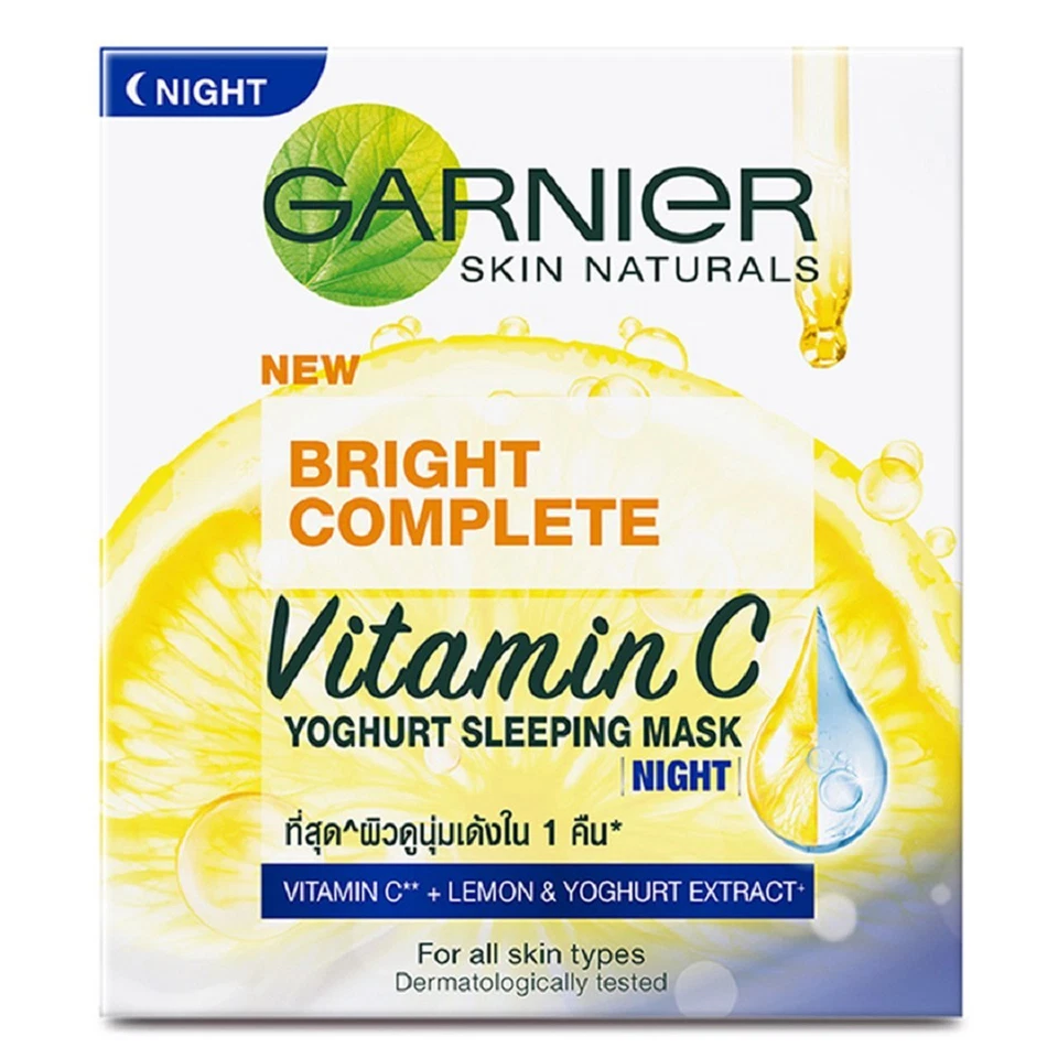 Mascarilla para dormir Garnier Skin Naturals Bright Completa Vitamina C Yogur 50 ml. Foto 2 de 4