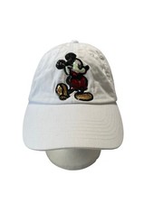Disney Parks Mickey Mouse White Sequin Baseball Hat Cap Adult Size