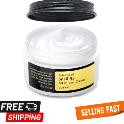 COSRX Snail Mucin 92% Moisturizer 3.52oz/100g-Daily Repair Face Cream-All Skins