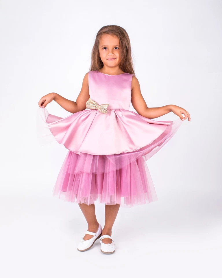 Vestido de Princesa Flor Niñas Fiesta Boda Dama de honor Cumpleaños Formal Niños Vestido Foto 3 de 4