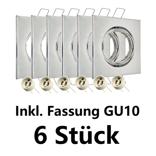 LED Einbaustrahler Rahmen GU10 Fassung 6er Pack Set 230V Eckig schwenkbar DHL - Bild 4 von 49