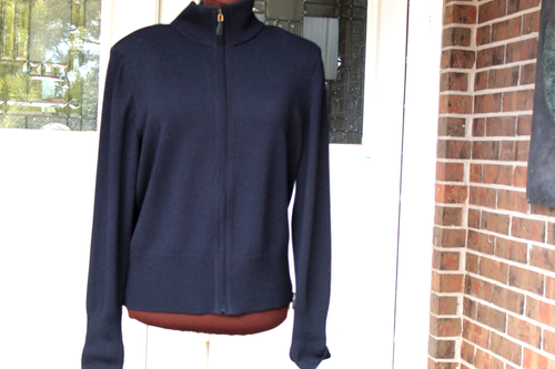 ST JOHN SPORT BLACK KNIT CARDIGAN/JACKET ZIP CLOSURE MADE IN MEXICO SZ L MINT - 第 1/7 張圖片