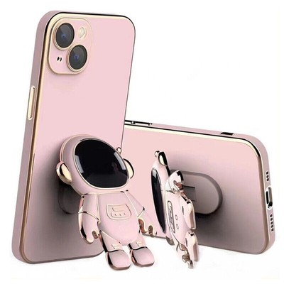 For Infinix VIVO Motorola Cute Cartoon Astronaut Bracket Case Phone Back Cover