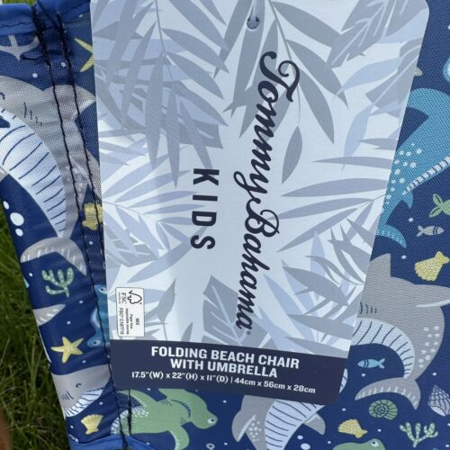 TOMMY BAHAMA Beach Chair 3-6 Years Sea Life Blue Foldable Umbrella Cup Holder - Imagen 4 de 9