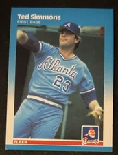 1987 Fleer Ted Simmons Baseball Card #528 Braves 1B VG O/C