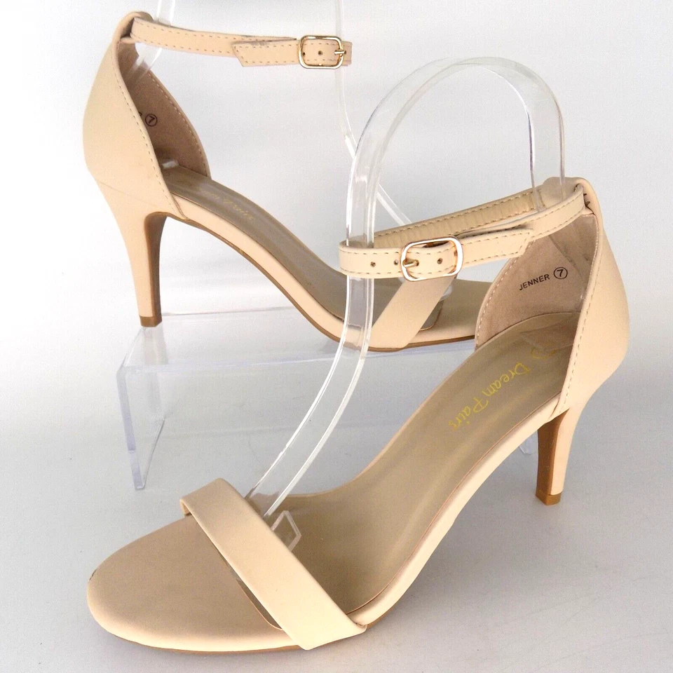 Dream Pairs Jenner Heels Dress Sandal Women Shoe Size 7.0 M, Nude Nubuck - Image 2 of 4