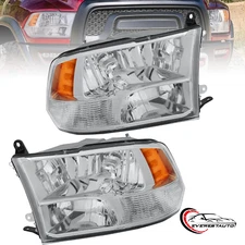 2* Chrome Headlight Assembly Front Lamps For 11-18 RAM 1500,2500,3500,4500,5500