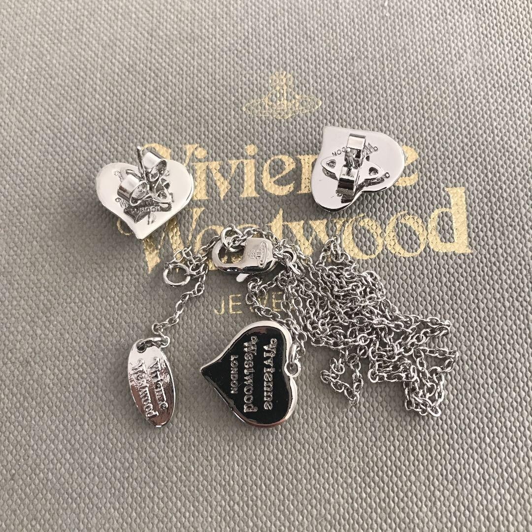 Vivienne Westwood Heart Shell Silver Necklace Earrings Set