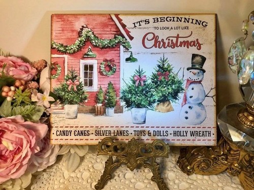 Winter Cottage, Cute Christmas House, Snowman, Handcrafted Plaque / Sign