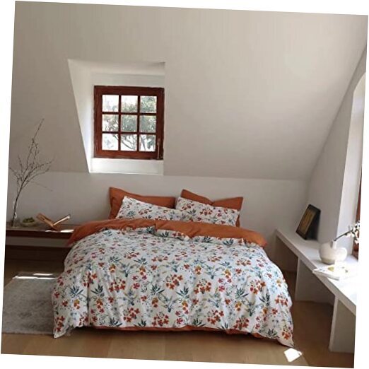Comforter Set Queen Peacock Blue Queen(90''*90''-Comforter) Orange Floral