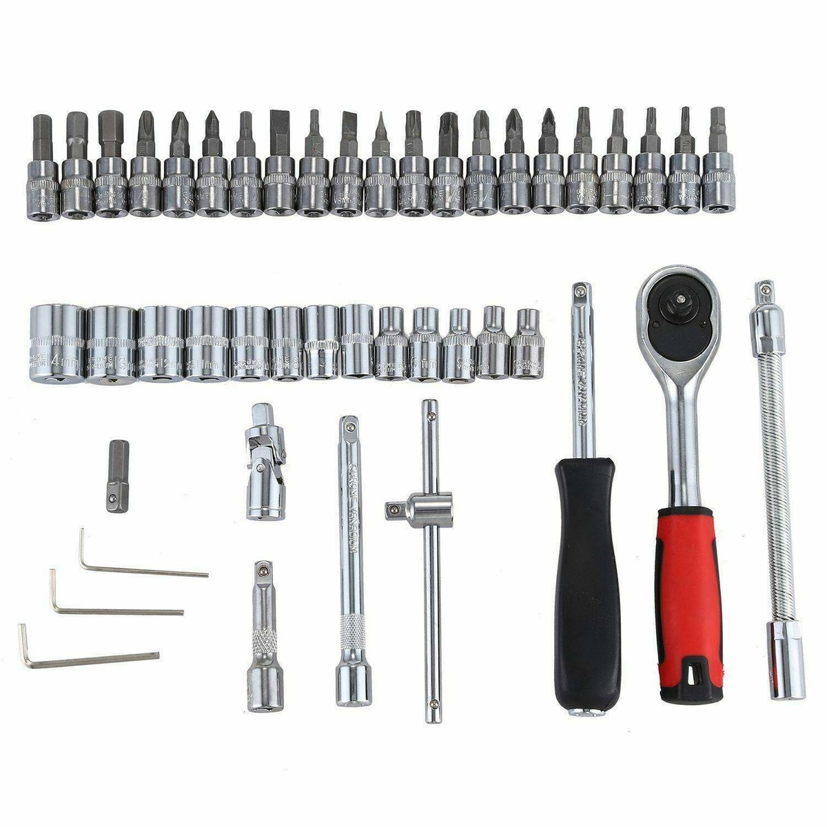 YUFANYA 46-Piece 1/4 Inch Drive Socket Set - Metric Sockets, Bit Sockets, Ratchet & Extensions, CR-V Steel - View #4