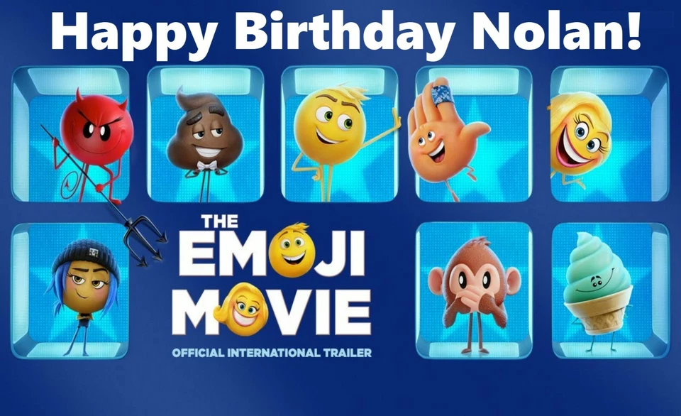 Banner de cumpleaños de vinilo de película emoji 3x5 Foto 2 de 2