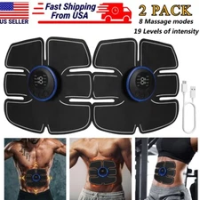 2 PACK Abdominal Exercise Electric Muscle Stimulator Belt ABS Trainer Training