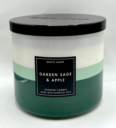 NEU Bath & Body Works grüner Salbei & Apfel 14,5 Unzen drei Dochtkerzen