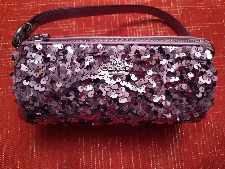 Bolso de hombro Coach Nolita Nolita Barril Lentejuelas Muñequera ~NUEVO CON ETIQUETAS~ CQ589 Lila Foto 4 de 4