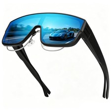 Oversized Fit Over Glasses Polarized Sunglasses for Men Trendy Flat Top Shade...