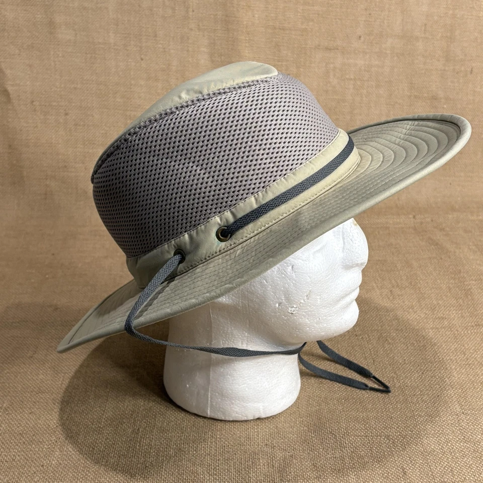 Sombrero Tilley Boonie Ajustado Hombres XL 7.5 Caqui Gris Malla Airflo Ala Ancha Mentón Correa Foto 4 de 4