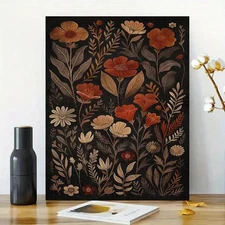 Floral Botanical Framed Canvas Stretched Ready to Hang 50x40 Home decor Gift