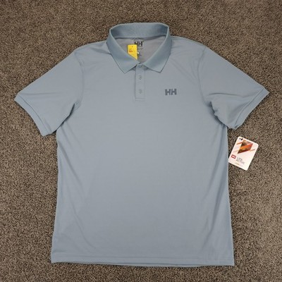 Helly Hansen Shirt Mens Large Windy Blue Polo Lifa Active Solen UPF 50+ Stretch