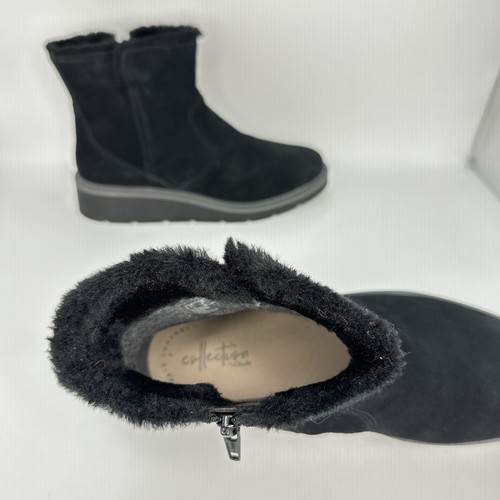 Clarks Women's Size 9 M Ivery Opal Black Suede Boots Side Zipper - Picture 3 of 14