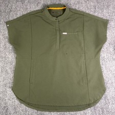 FIGS Women's Montex Mock Neck Two Pocket Classic Scrub Top Olive Green Large