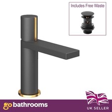 Black & Gold Bathroom Sink Tap Low Pressure Paulo Basin Mono Tap & FREE WASTE
