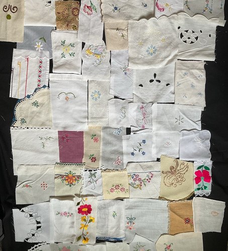 Vintage Handstitched Embroidered Fabric Scraps Slow Stitch Junk Journal - 9