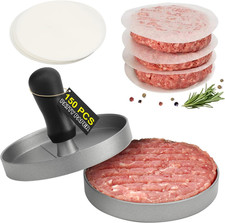 Burger Press 150 Patty Papers, Non-Stick Hamburger Patty Maker with Wax Paper, A