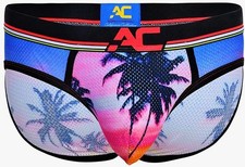 Andrew Christian California Sunset Palm Brief - 90741 -S, mediano, grande y X-grande