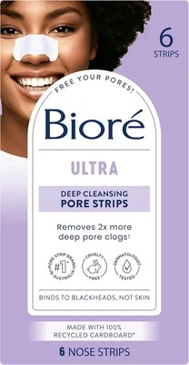 BIORÉ Biore Ultra Pore Strips with Glycerin,6 Count (Pack of 1),package may vary