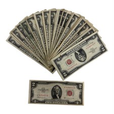 (Lot of 100) $2 Red Seal Legal Tender Notes 1953-1963 Various Years Mixed Grades