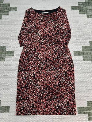 Peruvian Connection Dress Womens Large Red Black Cotton Floral Blouson 