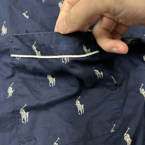 Polo Ralph Lauren Pajama Set Men's Medium Shirt Large Pants Sleepwear Navy Blue - Picture 12 of 13
