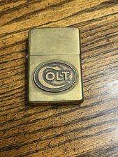 Vintage 1997 Rare Colt Firearms Brass Emblem Zippo Cigarette Lighter 
