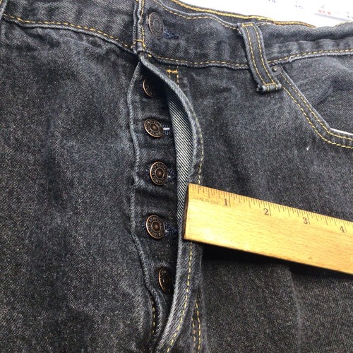 Levis 501 Straight Leg Button Fly Mens Jeans - Black SZ W36 L28 After Shrinking - Picture 3 of 19