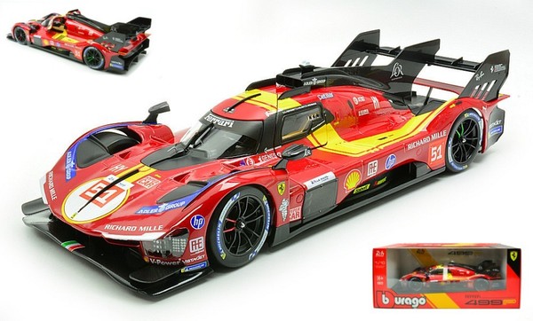 Burago 1/18 Ferrari 499P Le Mans 2025 Pier Guidi Calado Statisches Modell-image