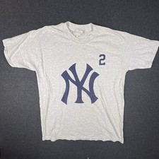 Men's New York Yankees Gray Derek Jeter 2 Tee Shirt Crew Neck Size L
